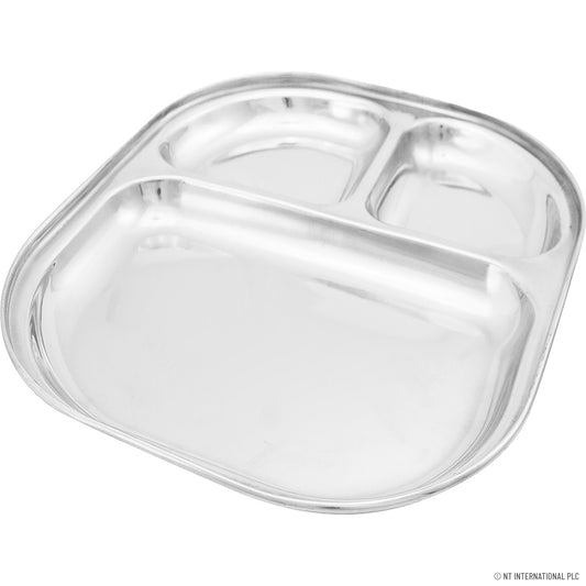 Plateau Premium en Acier Inoxydable à 3 Compartiments Durable et Élégant Solution de Service 24 x 20 cm