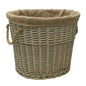 Vintage Charm: Willow Log Basket with Liner and Rope Handles - Antique Wash.