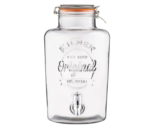 Distributeur de boissons rond avec clip et robinet 8 litres | Rafraîchissez vos invités en toute occasion.