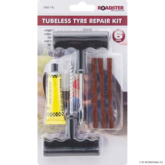 Essential 6pc Tyre Repair Kit for Tubeless Tires