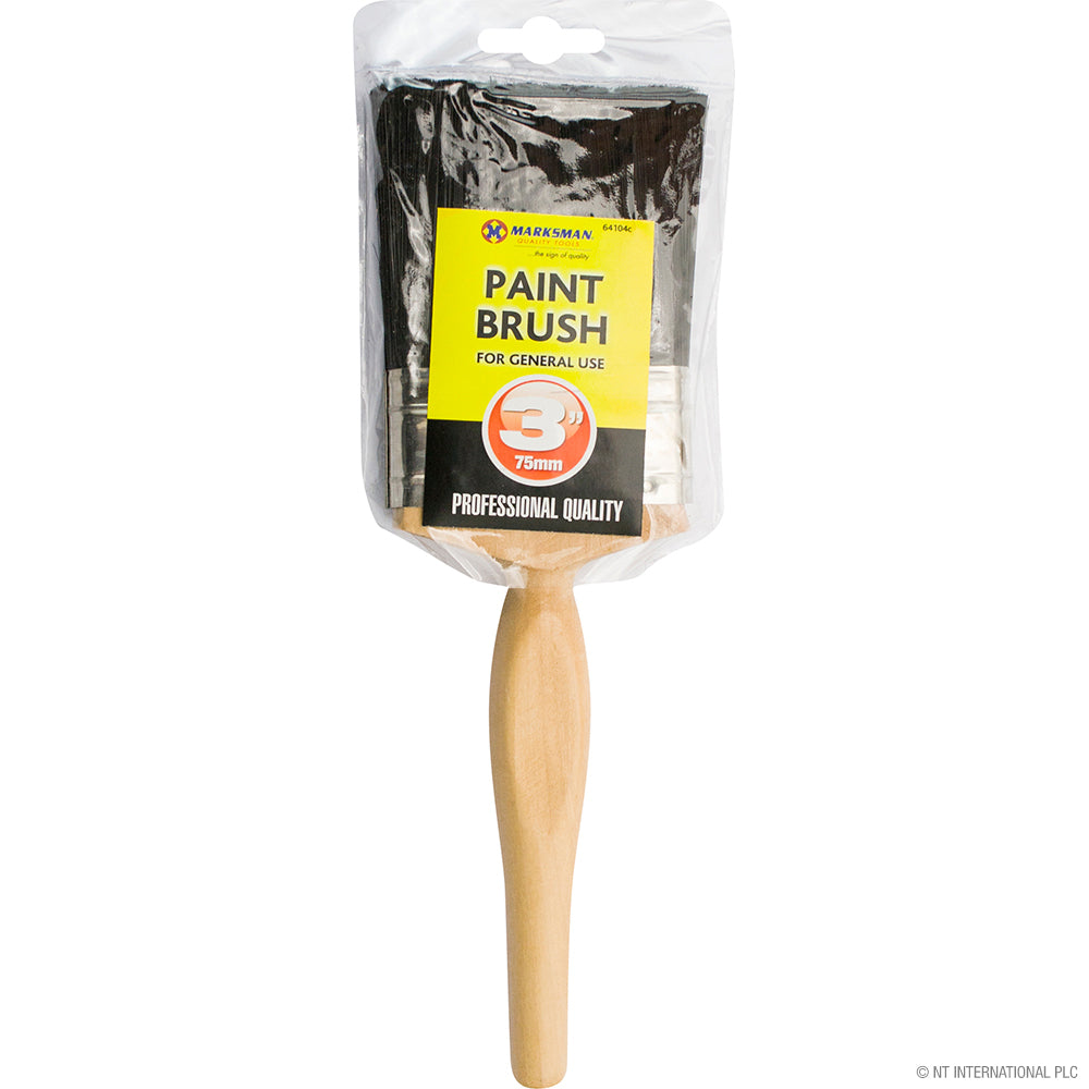 Pinceau de 3 pouces - 75 mm - Manche en bois professionnel - Pinceau de haute qualité pour une peinture de précision