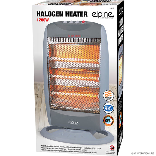 Chauffage efficace avec radiateur halogène 3 barres 1200W | Solution de chauffage standard pour les espaces douillets.