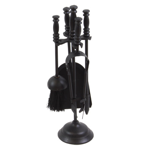 Elevate Your Fireplace with the Belvoir 4 Piece Companion Set + Stand - Black .