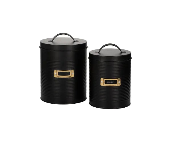 Améliorez le rangement de votre cuisine avec cet ensemble de 2 boîtes de rangement noires Otto.