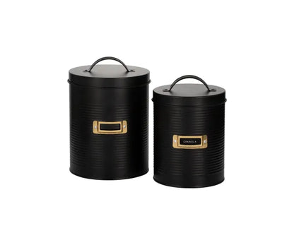 Améliorez le rangement de votre cuisine avec cet ensemble de 2 boîtes de rangement noires Otto.