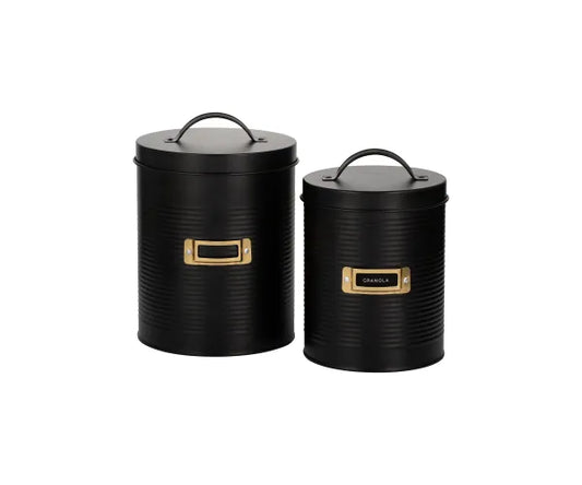 Améliorez le rangement de votre cuisine avec cet ensemble de 2 boîtes de rangement noires Otto.