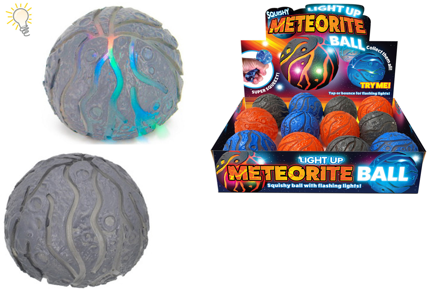 Balle météorite lumineuse et molle : Jouet fascinant pour les enfants et anti-stress