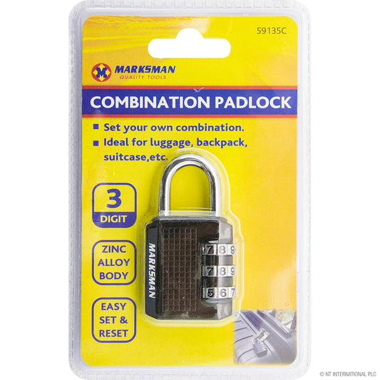 3-Digit Combination Padlock Zinc Alloy Lock for Enhanced Protection