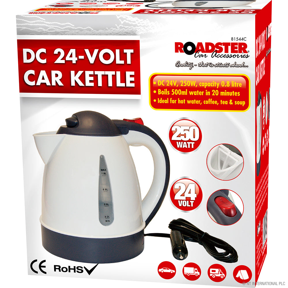 Convenient 1.8L Portable Car Kettle - 250W, 24V | Travel-Friendly Solution.