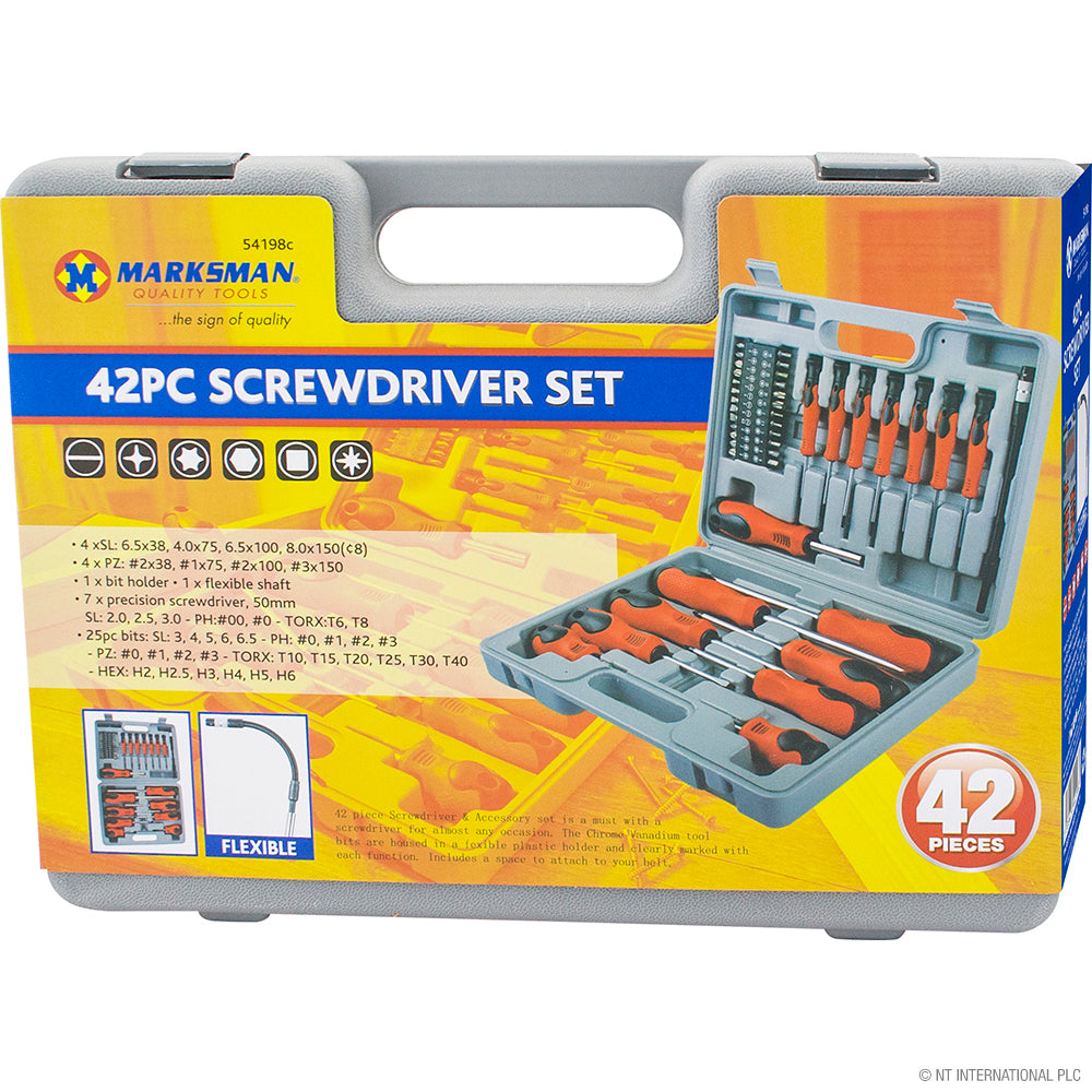 Jeu de 42 tournevis et embouts - Livré dans un coffret de rangement pratique !