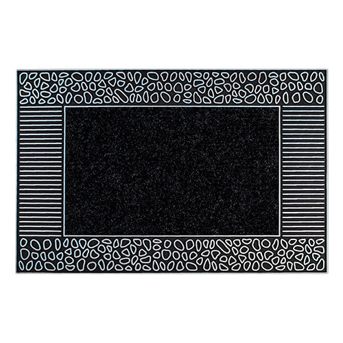 Paillasson Rico en PVC Métallisé 45x70cm - Galets Argent/Noir.