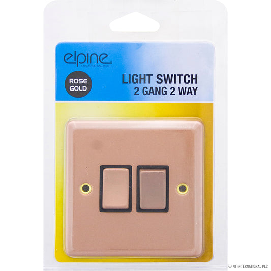Elevate Your Home Décor with our 110A 2 Gang 2 Way Light Switch in Luxurious Rose Gold