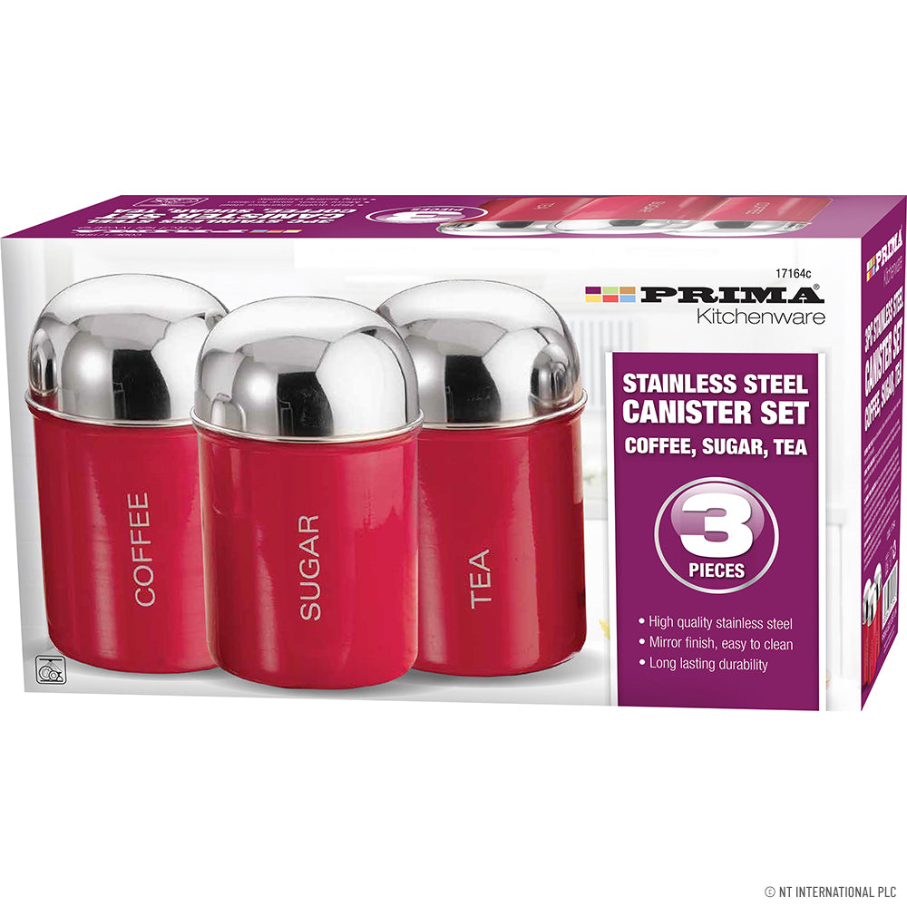 Lot de 3 boîtes de rangement rouges – Idéal pour le café, le thé et le sucre !