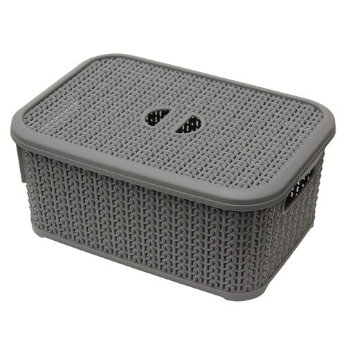 Le panier de rangement rectangulaire Loop 6L avec couvercle - Gris | Organisez votre espace dès aujourd'hui.