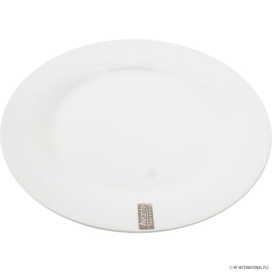 Assiette plate premium de 326,5 cm (10,5") en blanc uni élégant.