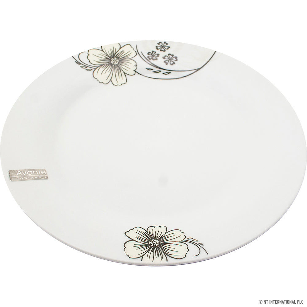 Sublimez votre expérience culinaire avec une assiette plate de 26,5 cm (10,5") au magnifique motif floral.
