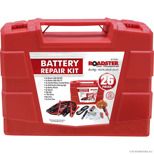 Kit de réparation de batterie 26 pièces complet dans un coffret durable