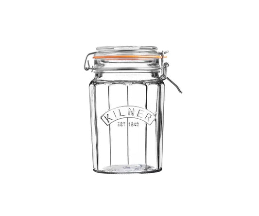 Organisez-vous avec le bocal à couvercle à clip à facettes 0,95 litre | La solution de rangement parfaite.
