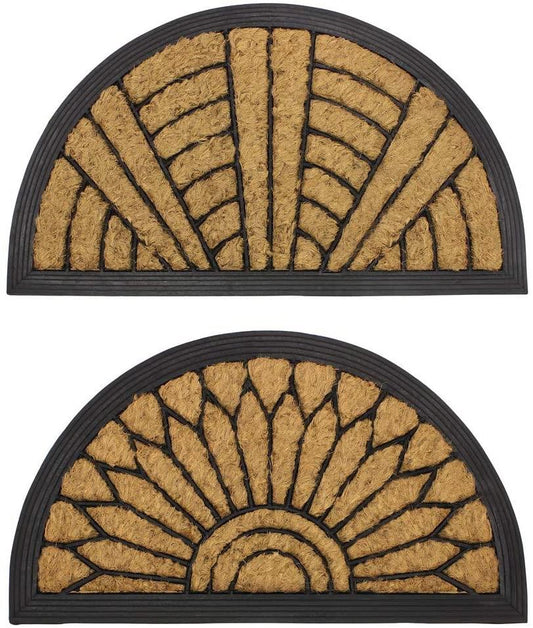 Half Moon Rubber and Coir Doormat - 2 Pack Set for Stylish and Functional Entryways