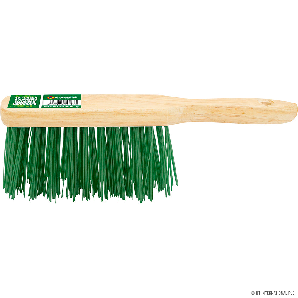 11" Green Synthetic Hand Brush - Varnished | Quality Brushes for Efficient Cleaning.