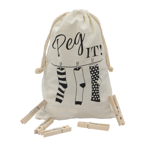 100 Pack Wooden Pegs with Cotton Bag | Eco-Friendly Clothespins Set.