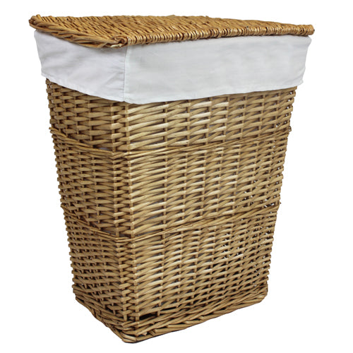 Optimisez votre rangement : Panier rectangulaire en lin classique doublé de miel.