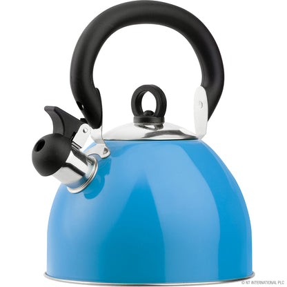 2.5L Stainless Steel Whistling Kettle in Blue for Camping