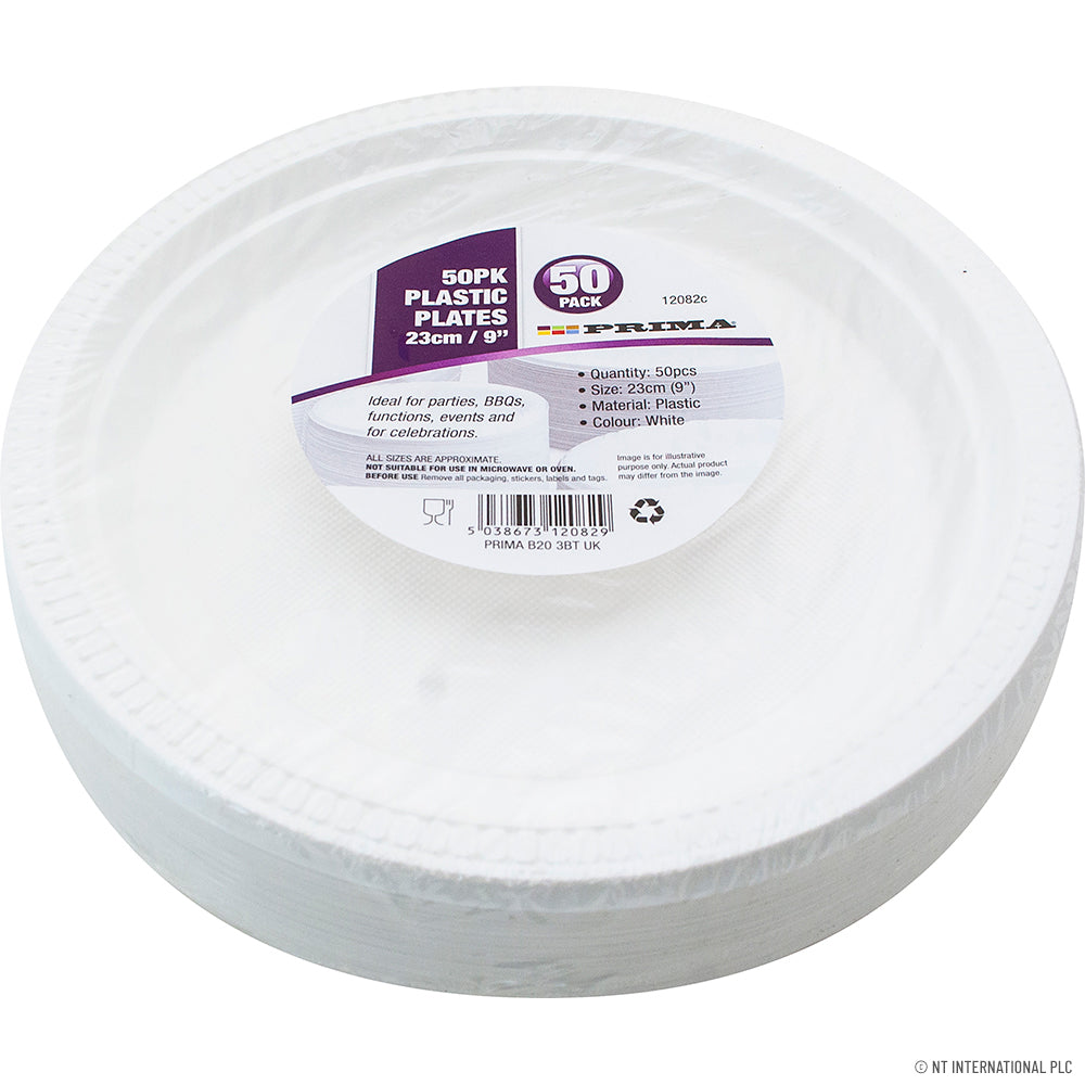 Assiettes en plastique Premium 50 pièces 23 cm - Assiettes jetables durables et élégantes pour toutes les occasions