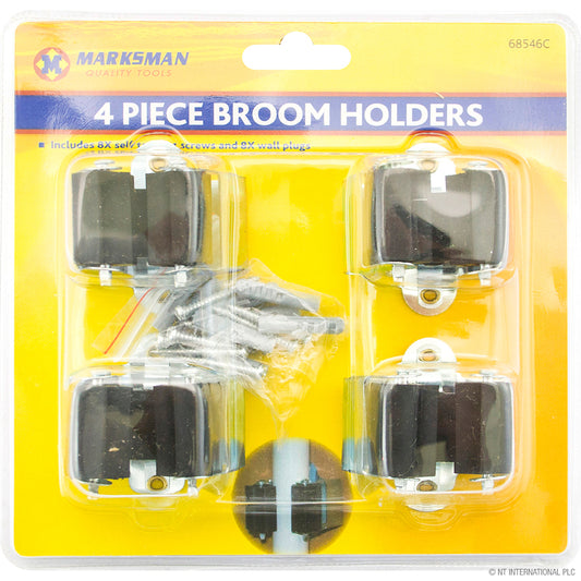4-Piece Broom & Mop Stick Holder Set for a Clutter-Free Home