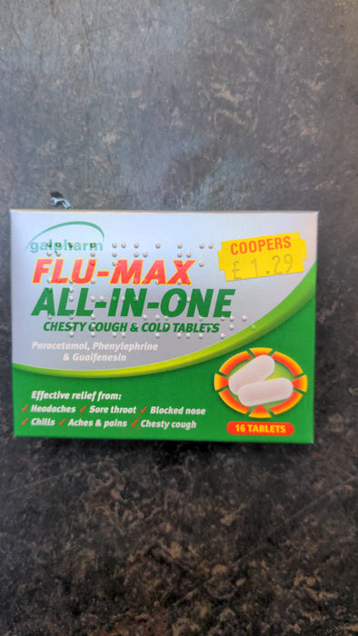 Flu-Max All-in-One Chesty Cough & Cold Tablets Fast Relief for Flu Symptoms