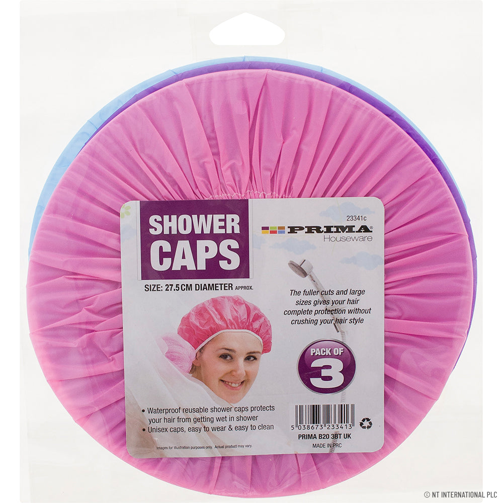 Gardez vos cheveux au sec avec style grâce à nos 3 bonnets de douche – 27,5 cm de diamètre.