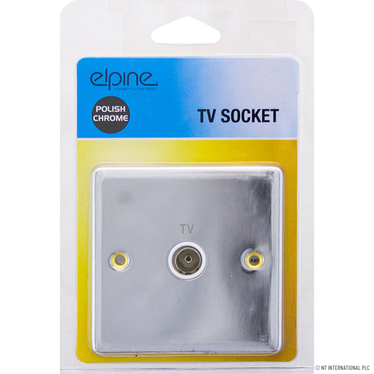 Upgrade Your Home with Style: Chrome TV Socket for a Modern Entertainment Experience.