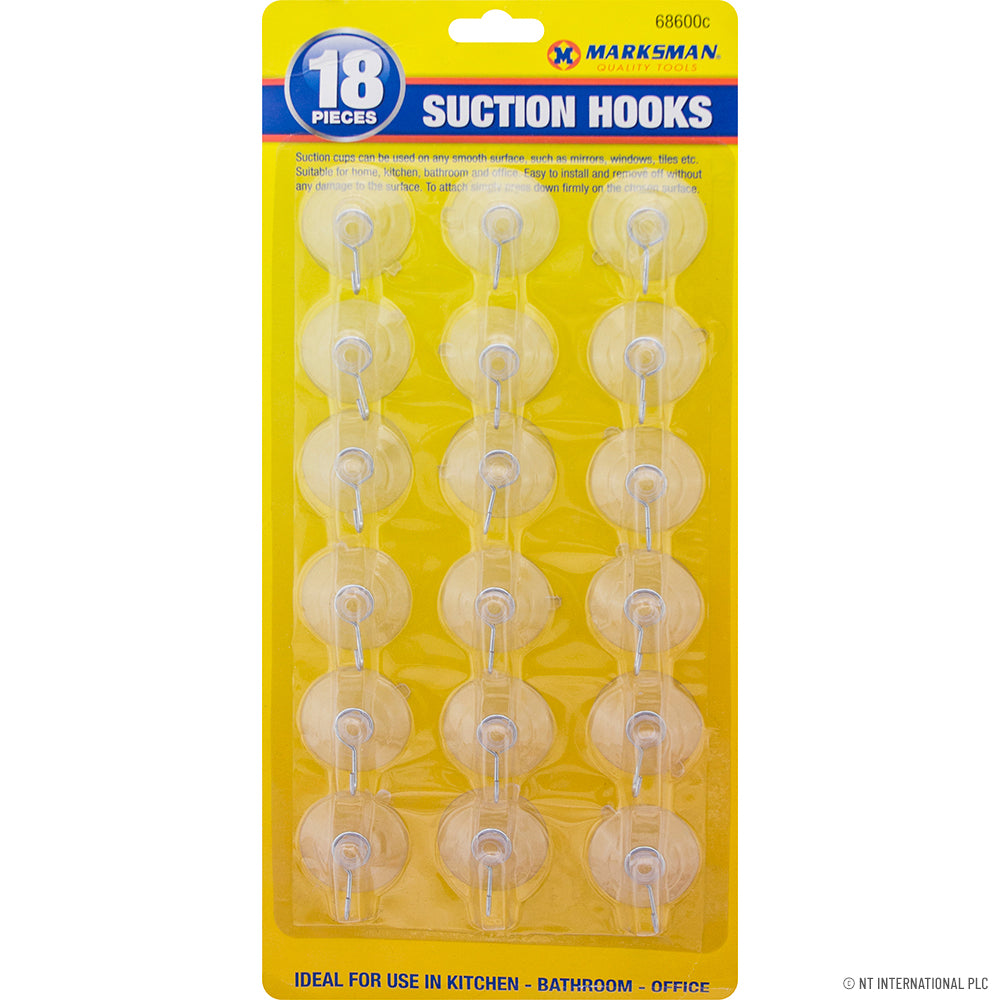 18pc Large Clear Suction Hooks for a Clutter-Free Space