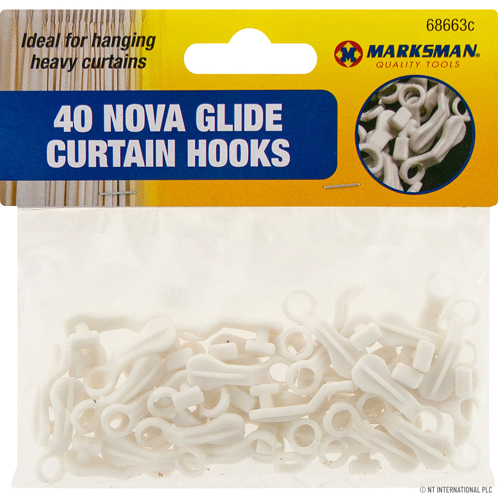 40 crochets de rideaux Nova Glide en blanc élégant - Lot d'accessoires de draperie stylés