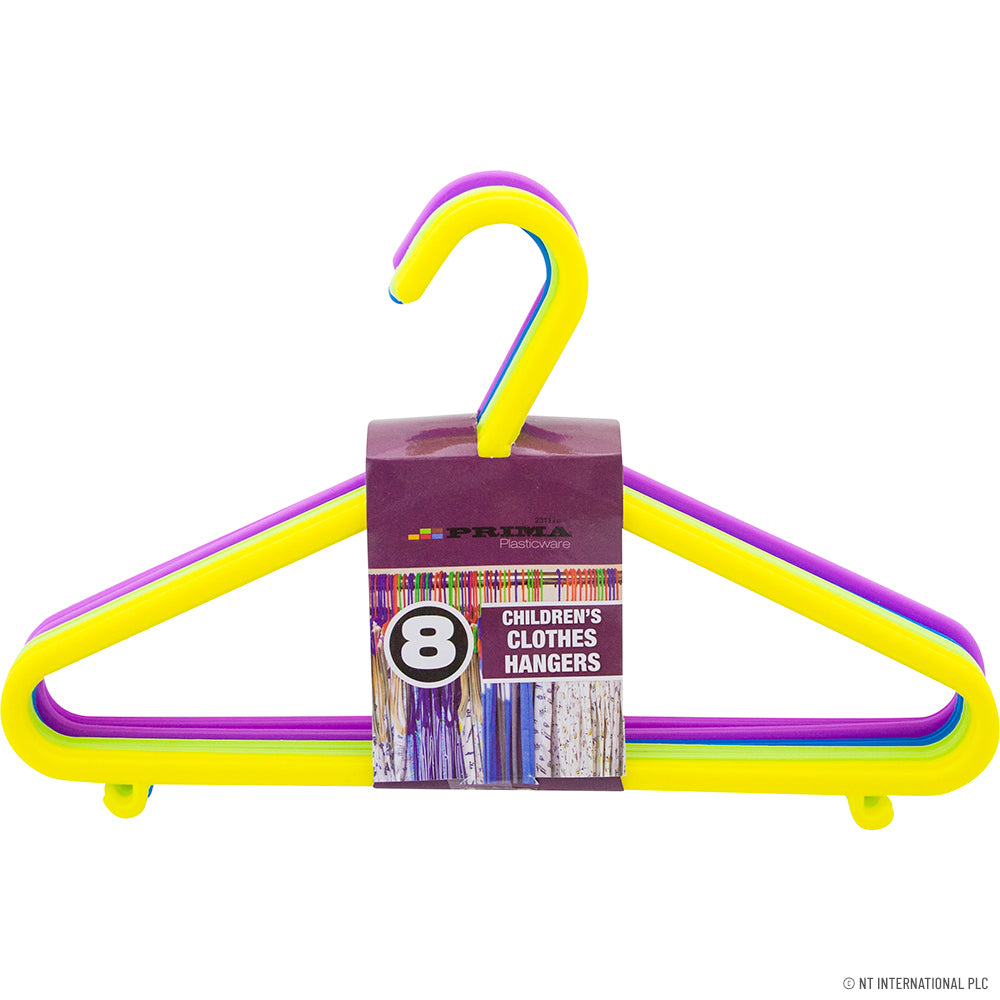 Rangez avec style grâce à ces 8 cintres pour enfants aux couleurs assorties.