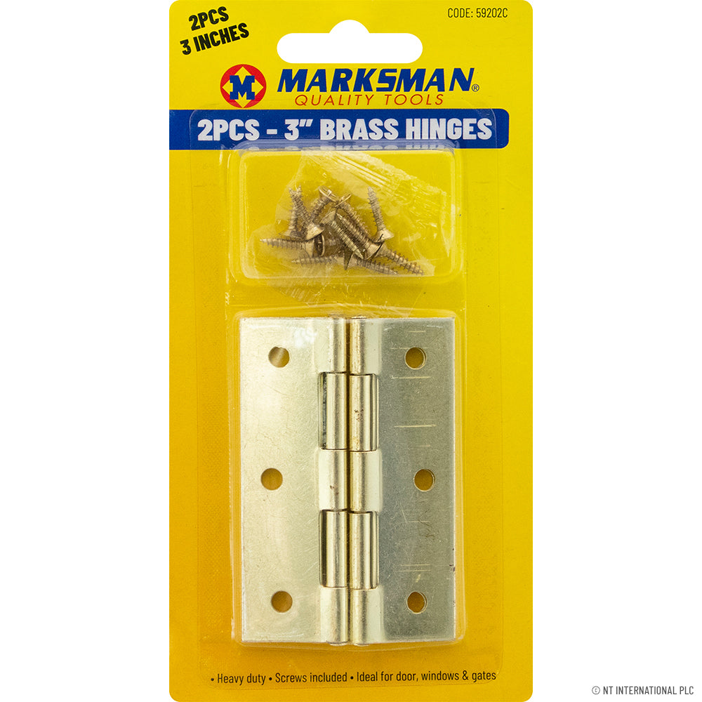 2pc 3" Brass Hinges Premium Door Hardware