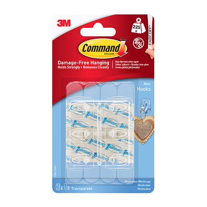 Accroches Mini Transparentes Command avec Languettes Adhésives Transparentes 17006CLR
