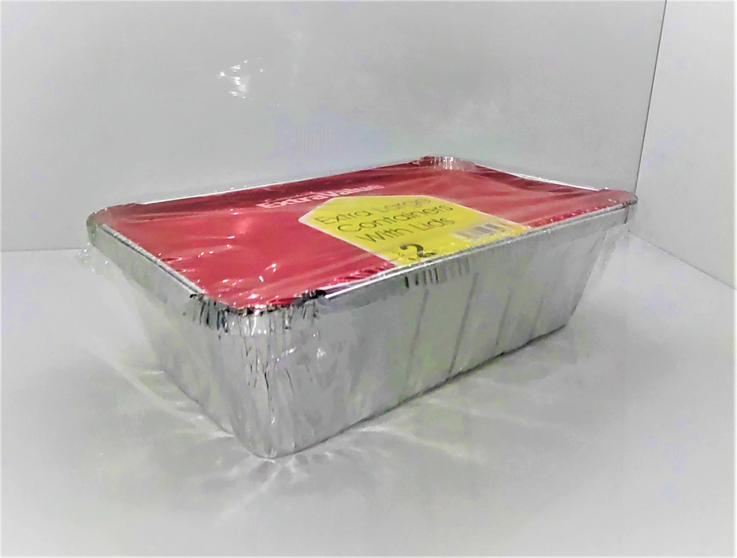 EXTRA LARGE FOIL CONTAINER & LID FOR FOOD AND CATERING 25.5X15.5X7CM PK2