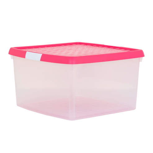 Wham® Clip 10.02 25.5L Box & Lid Clear Base Pink/Lilac Lids