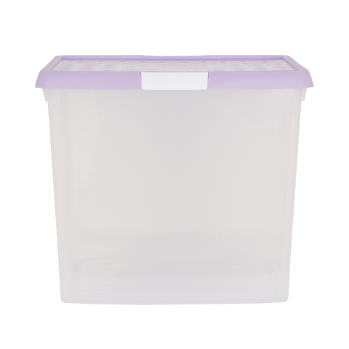 Wham® Clip 10.03 37L Box & Lid Clear Base Pink/Lilac Lids