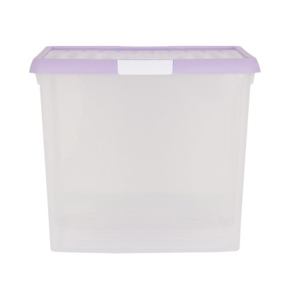 Wham® Clip 10.03 37L Box & Lid Clear Base Pink/Lilac Lids