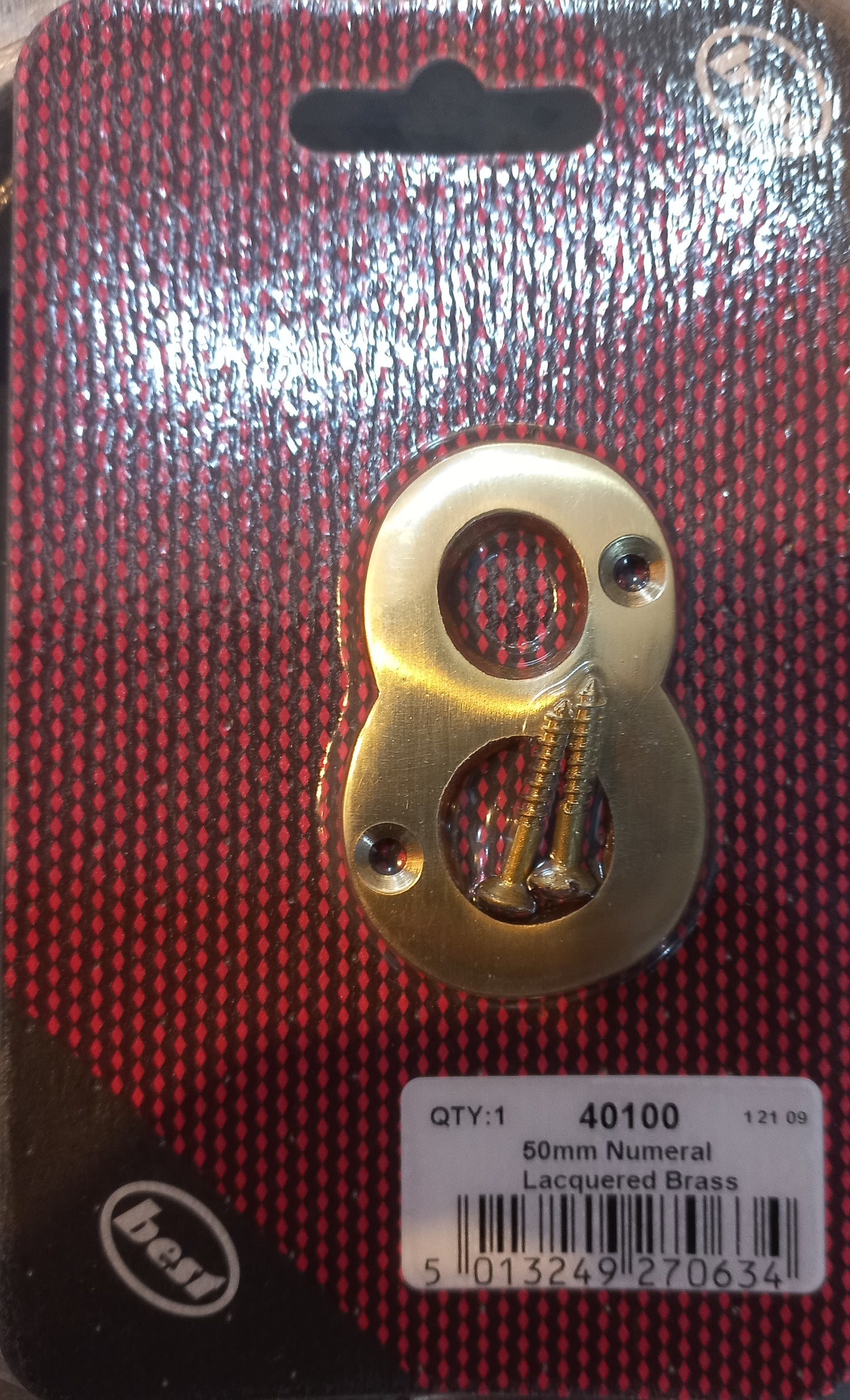 50mm NUMERAL LACQUERED BRASS 8