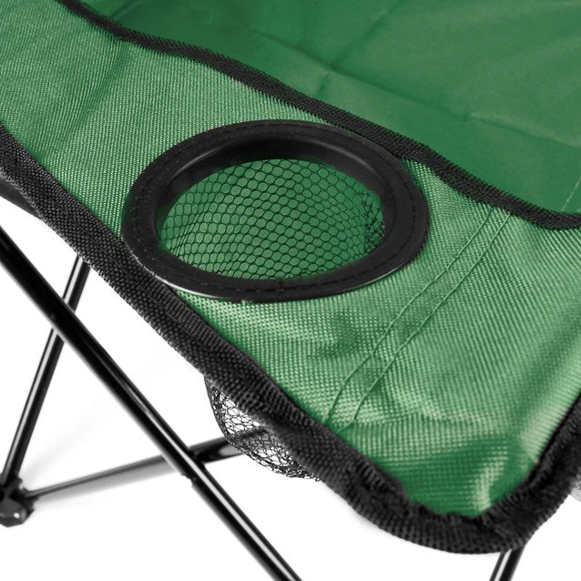 Folding Leisure Chair W/Cup Holder - Green or Blue