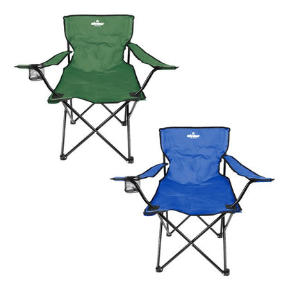 Folding Leisure Chair W/Cup Holder - Green or Blue