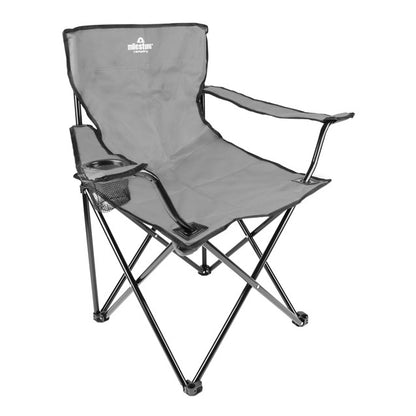 Folding Leisure Chair With Cup Holder - Grey