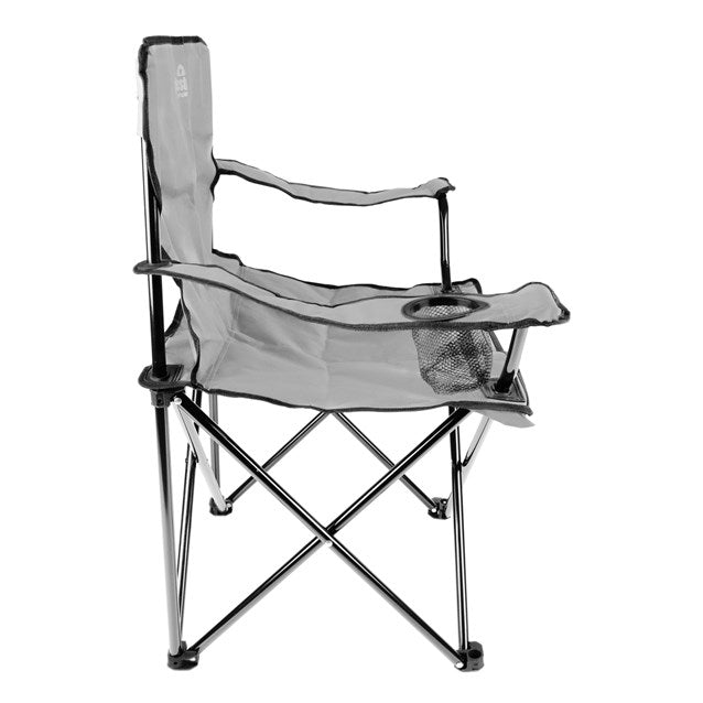 Folding Leisure Chair With Cup Holder - Grey