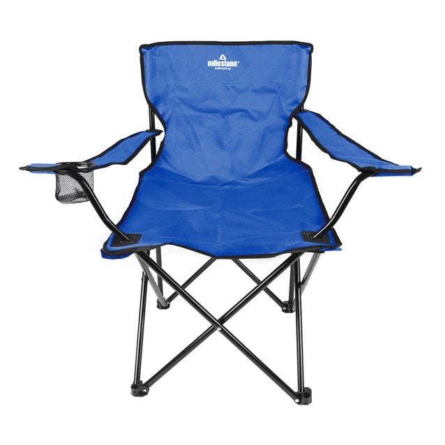 Chaise longue pliante avec porte-gobelet - Bleue