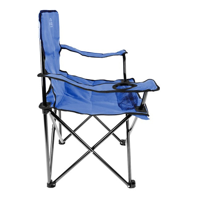 Chaise longue pliante avec porte-gobelet - Bleue