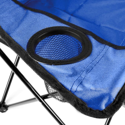 Chaise longue pliante avec porte-gobelet - Bleue