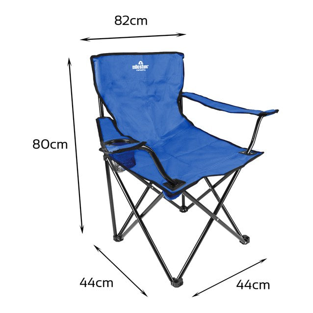 Chaise longue pliante avec porte-gobelet - Bleue